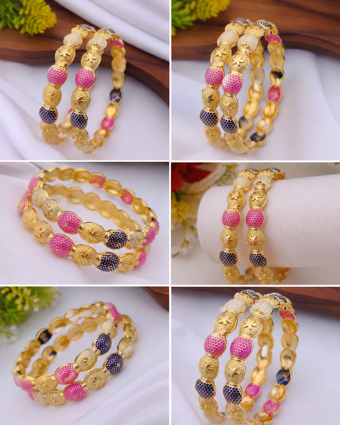 Fancy Meena Casting Patla Brass Bangle | Micro Gold Plated | Daily Wear