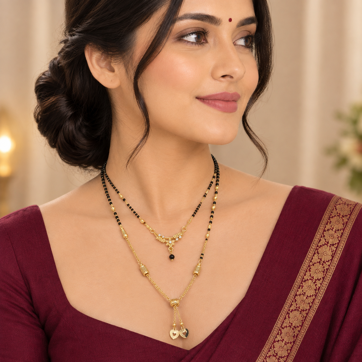 Fancy MS Dokiya Mangalsutra Combo of 2 | Micro Gold Plated Daily Wear Mangalsutra Set