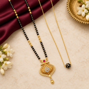 Fancy CZ AD Mangalsutra & CNC Para Satari Chain | Micro Gold Plated Combo of 2