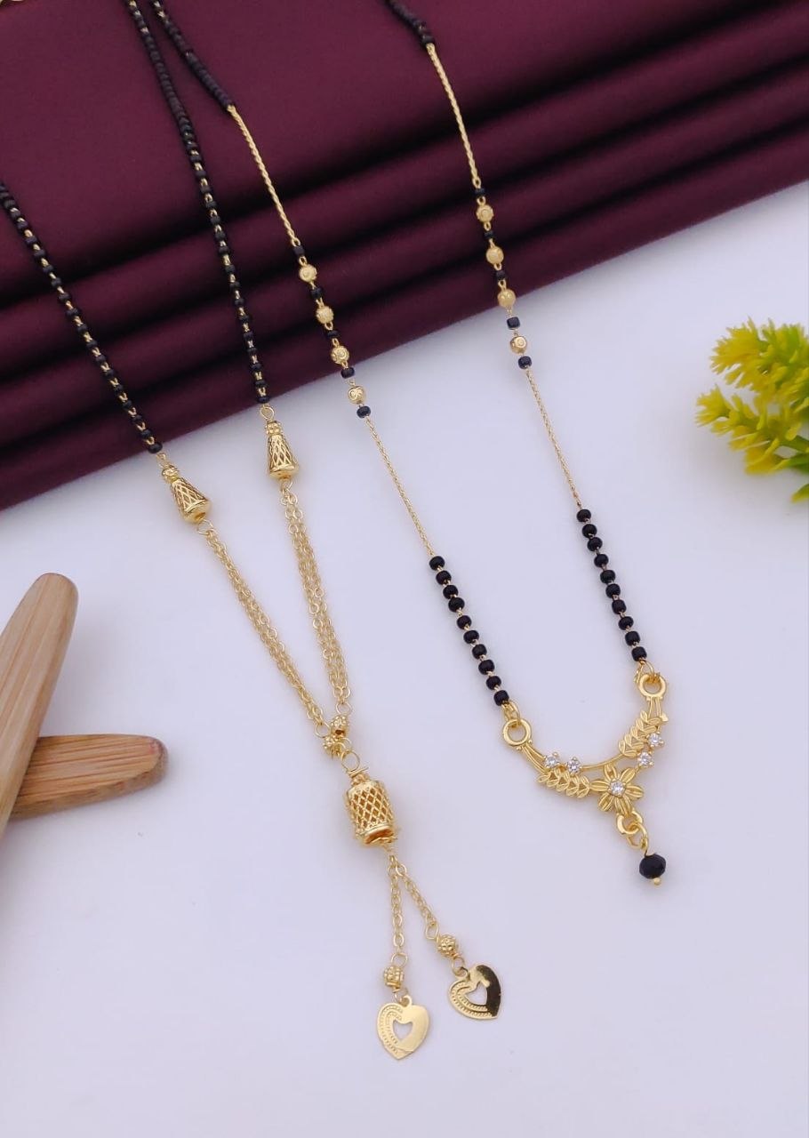 Fancy MS Dokiya Mangalsutra Combo of 2 | Micro Gold Plated Daily Wear Mangalsutra Set