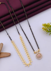 Fancy CZ AD Vati Mangalsutra & Khajuri Pan Dokiya – Micro Gold Plated Daily Wear Combo of 2