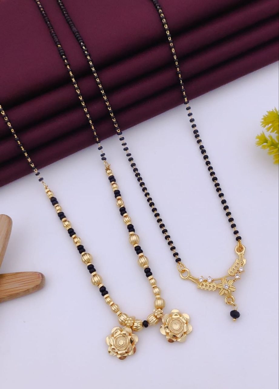 Fancy Vati & CZ Dokiya Mangalsutra – Micro Gold Plated Daily Wear Combo of 2
